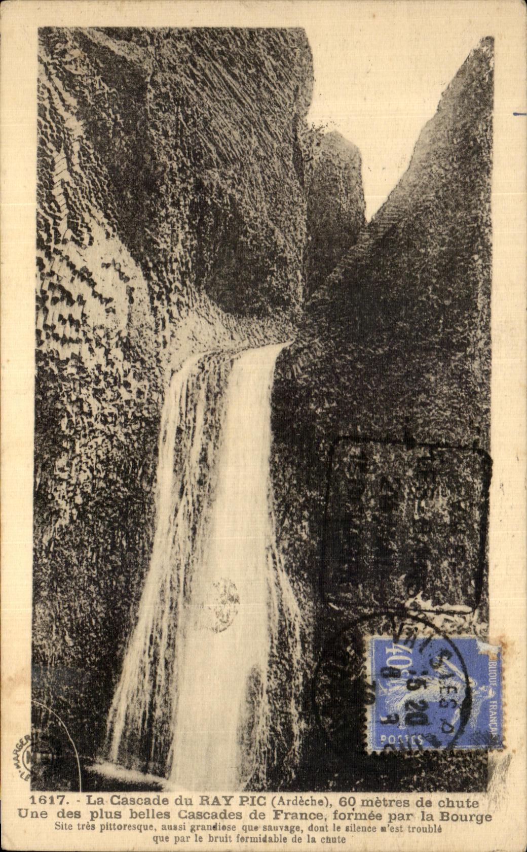 La Cascade du Ray Pic — Ardèche — Éditions d'Art Marguerit-Brennand, n°1617