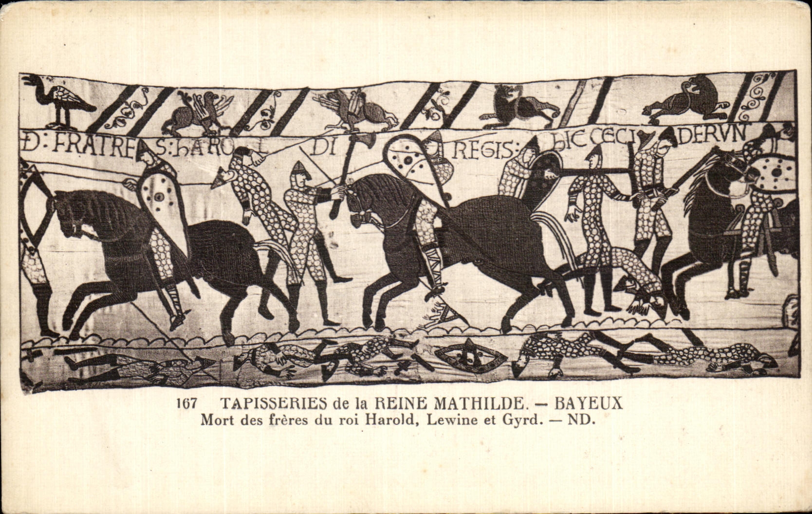 Tapisseries de la reine Mathilde — Mort des frères du roi Harold, Lewine et Gyrd. — Bayeux