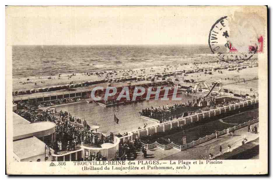 CPA Trouville Reine des Plages La Plages et la Piscine (Brillaud de Laujardiere et Puthomme areh)