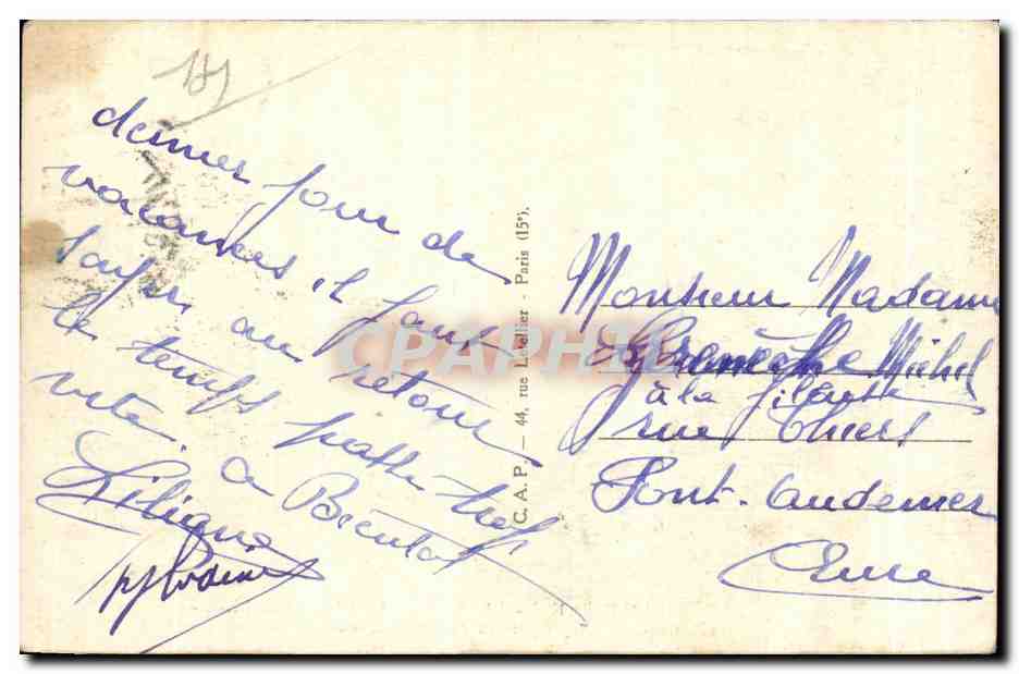 CPA Trouville Reine des Plages La Plages et la Piscine (Brillaud de Laujardiere et Puthomme areh) — Verso