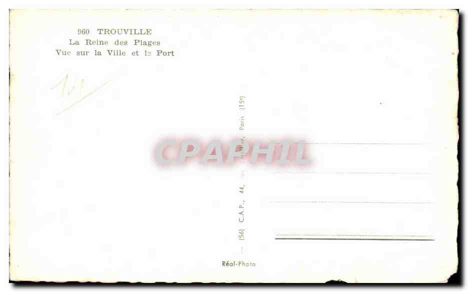 Trouville — Vue sur la Ville et le Port — Réal-Photo, n° 960 — Verso