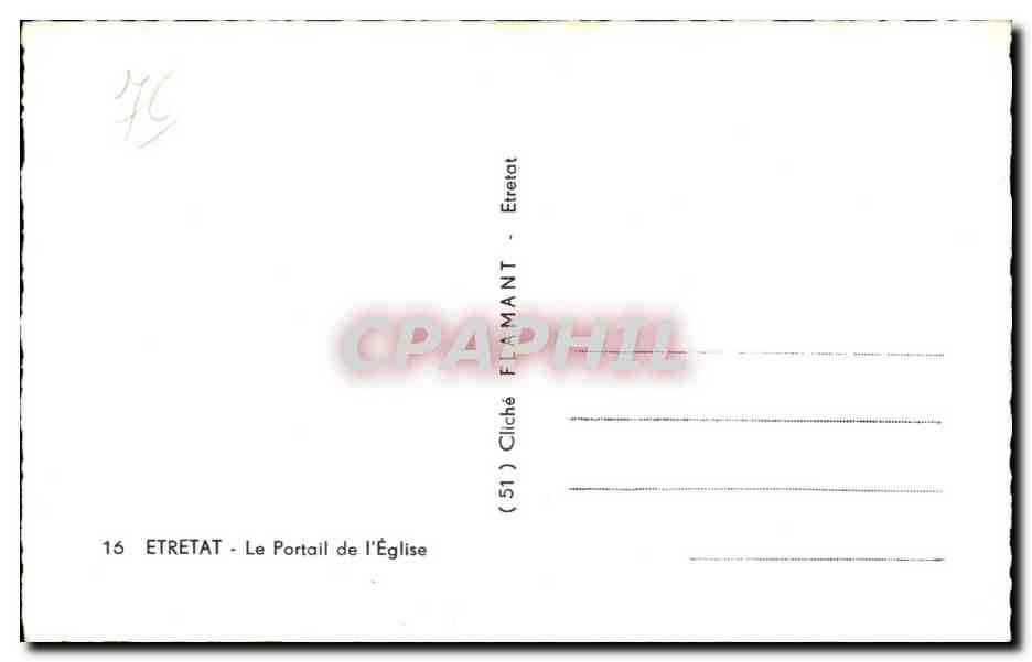 CPA Etretat Le Portail de l Eglise — Rückseite