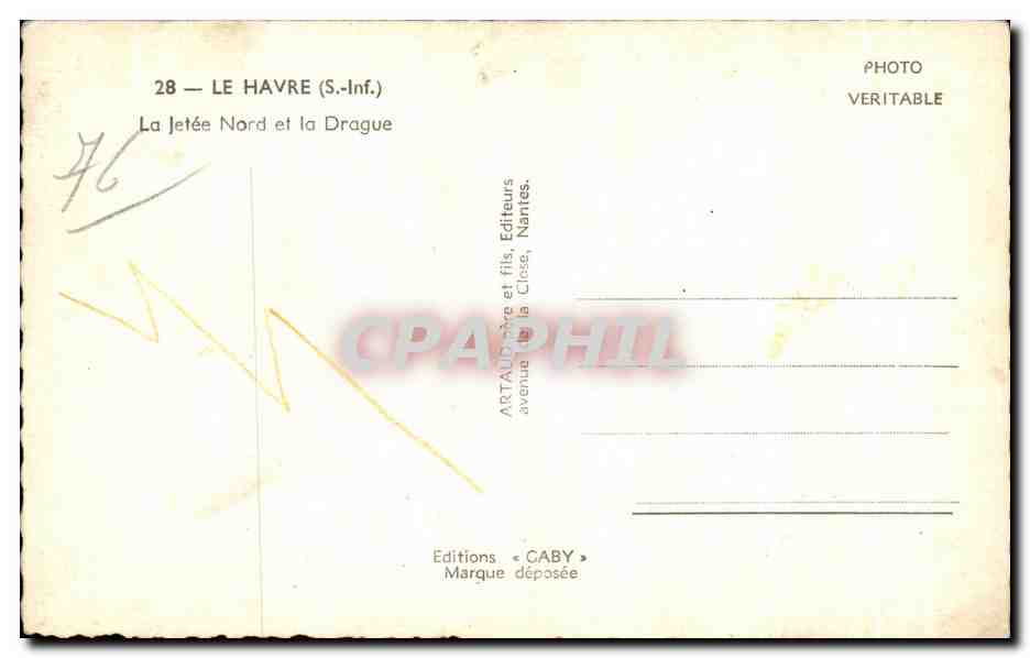 CPA Le Havre La Jetee Nord et la Drague — Rückseite