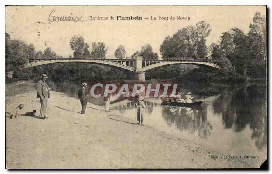 CPA Gouaix Environs de Flamboin Le Pont de Noven Pecheurs