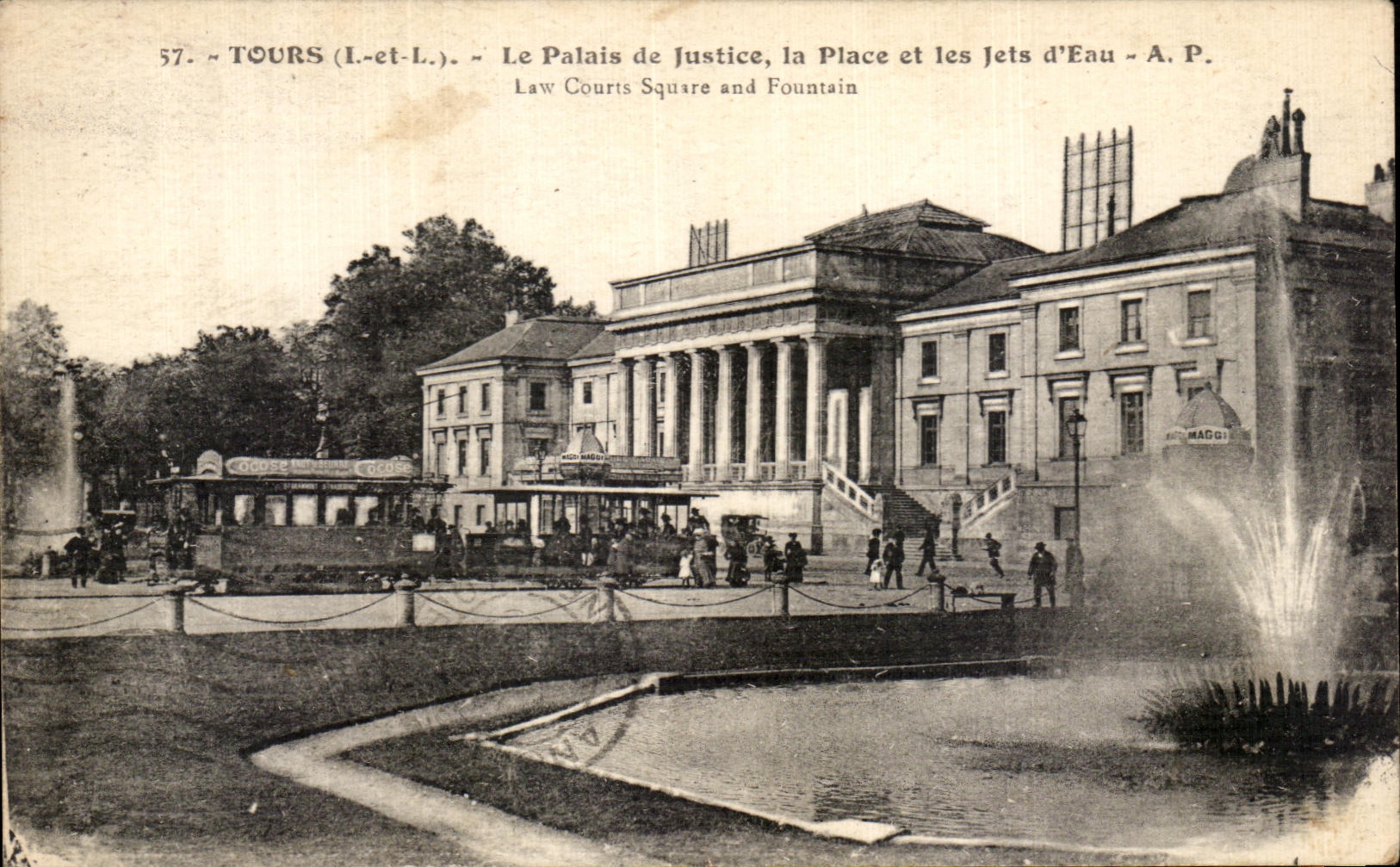 CPA Tours Le Palais de Justice la Place et les Jets d Eau Law courts Square and Founatain