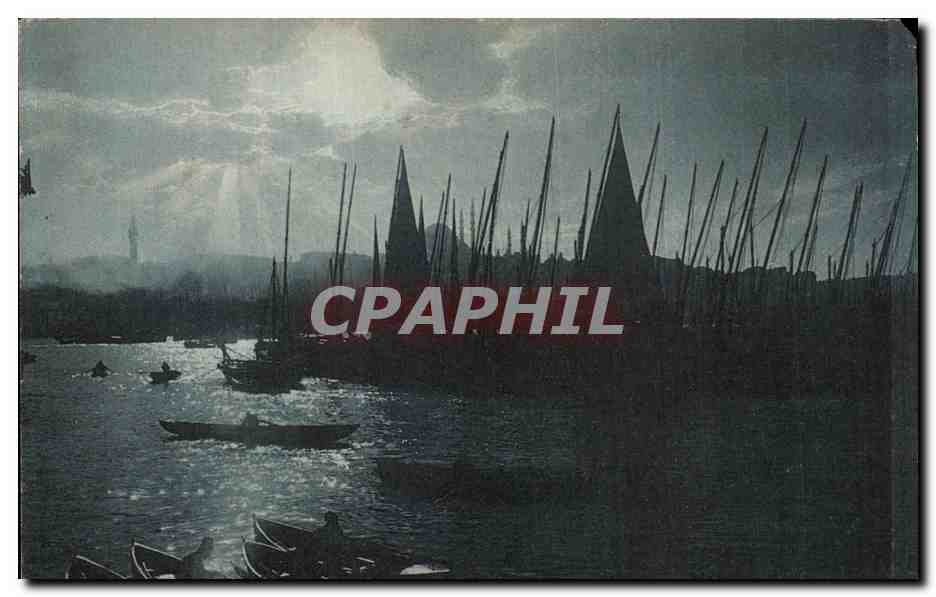 CPA Constantinople La Corne d Or au coucher du soleil Turkey Turquie Bateaux