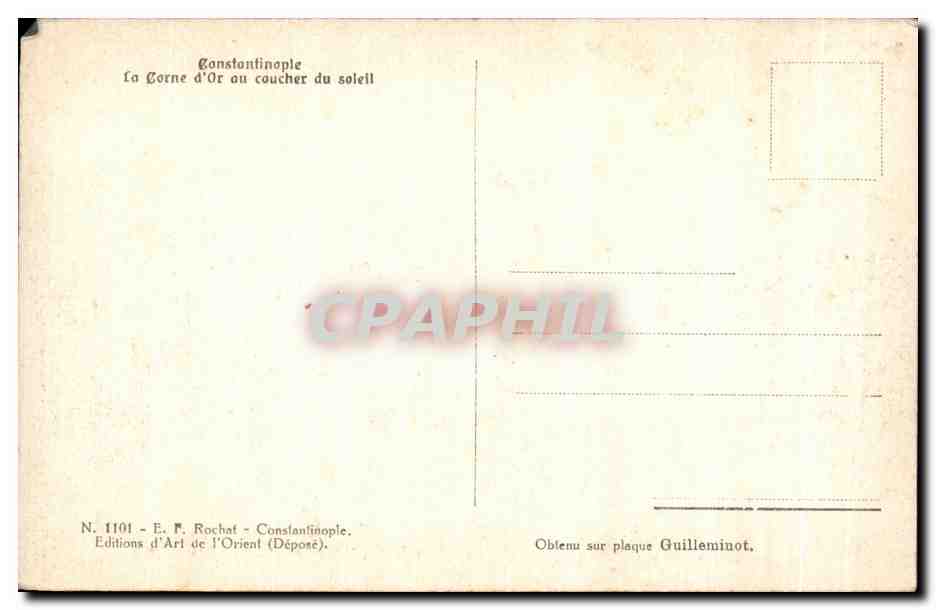 CPA Constantinople La Corne d Or au coucher du soleil Turkey Turquie Bateaux — Verso