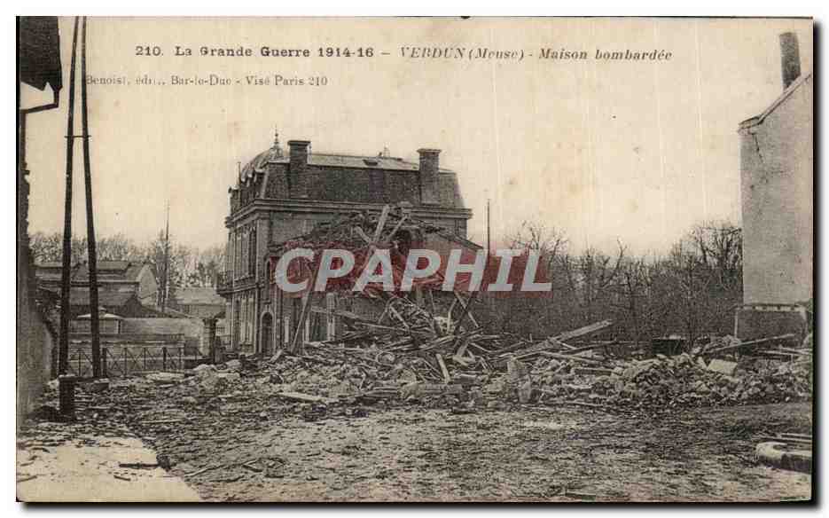 Verdun (Meuse) — Geborstenes Haus — Benoist, Verlag, Bar-le-Duc — Visé Paris 210