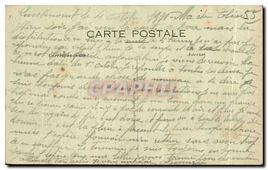 Verdun (Meuse) — Geborstenes Haus — Benoist, Verlag, Bar-le-Duc — Visé Paris 210 — Rückseite