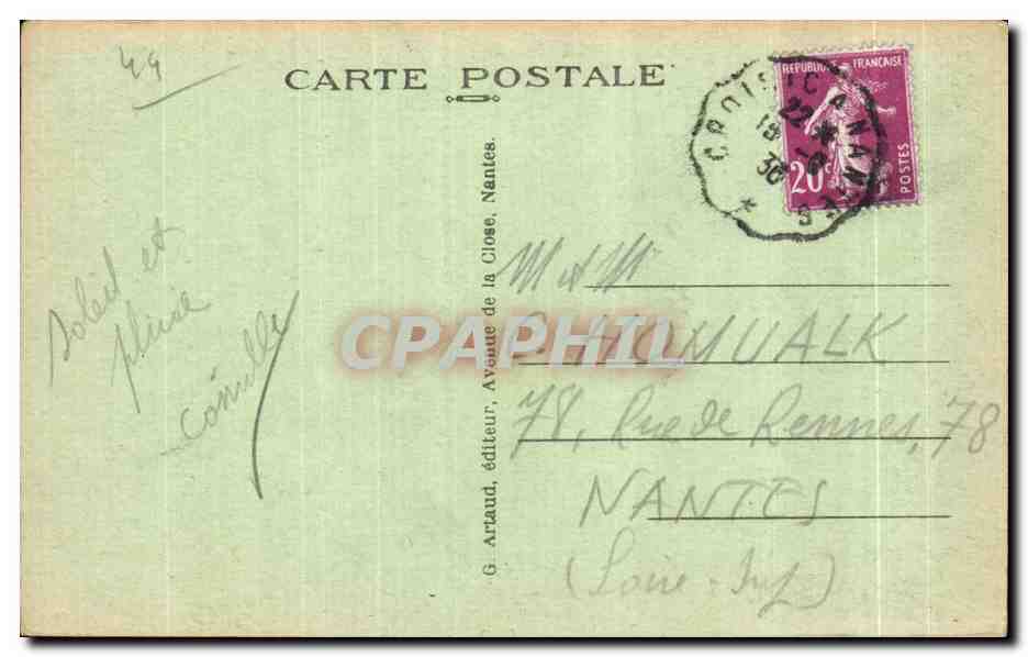 CPA Le Croisic (Loire inf) Les Rochers de la Grande Cote — Rückseite