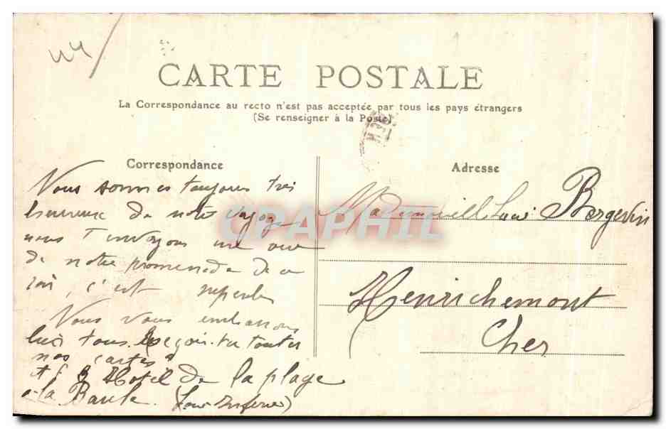 CPA Du Pouliguen a Batz Aspect de la Cote — Rückseite