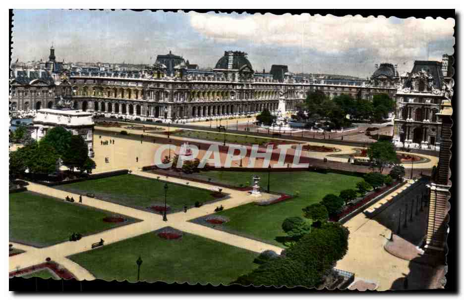 CPA Paris Perspective sur le palais du Louvre