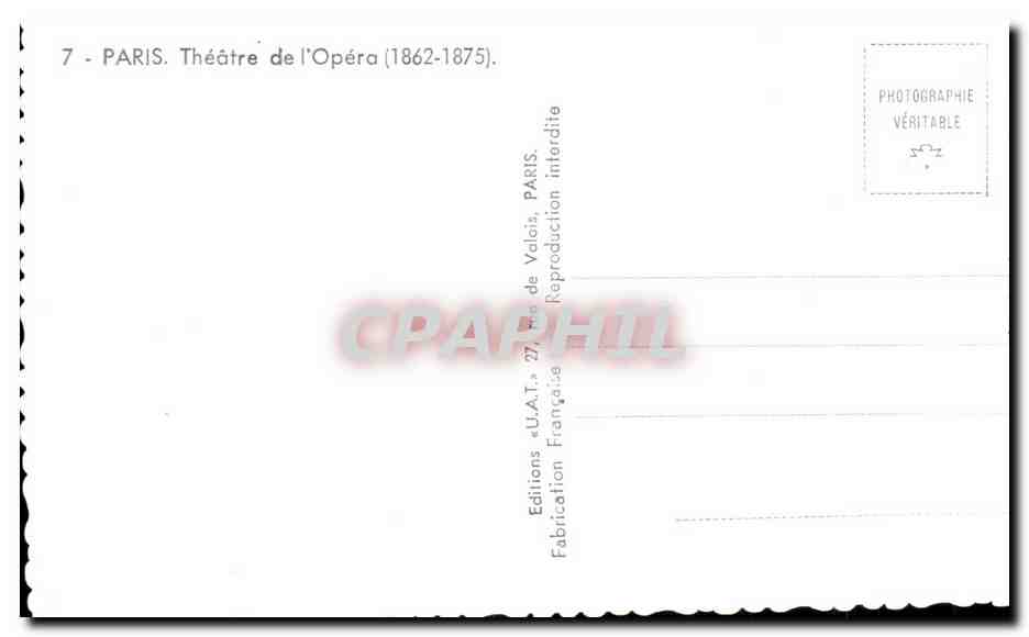CPA Paris Theatre de I Opera — Verso