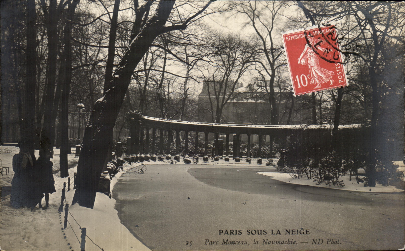 CPA Paris Sous La Neige Parc Monceau la Naumachie
