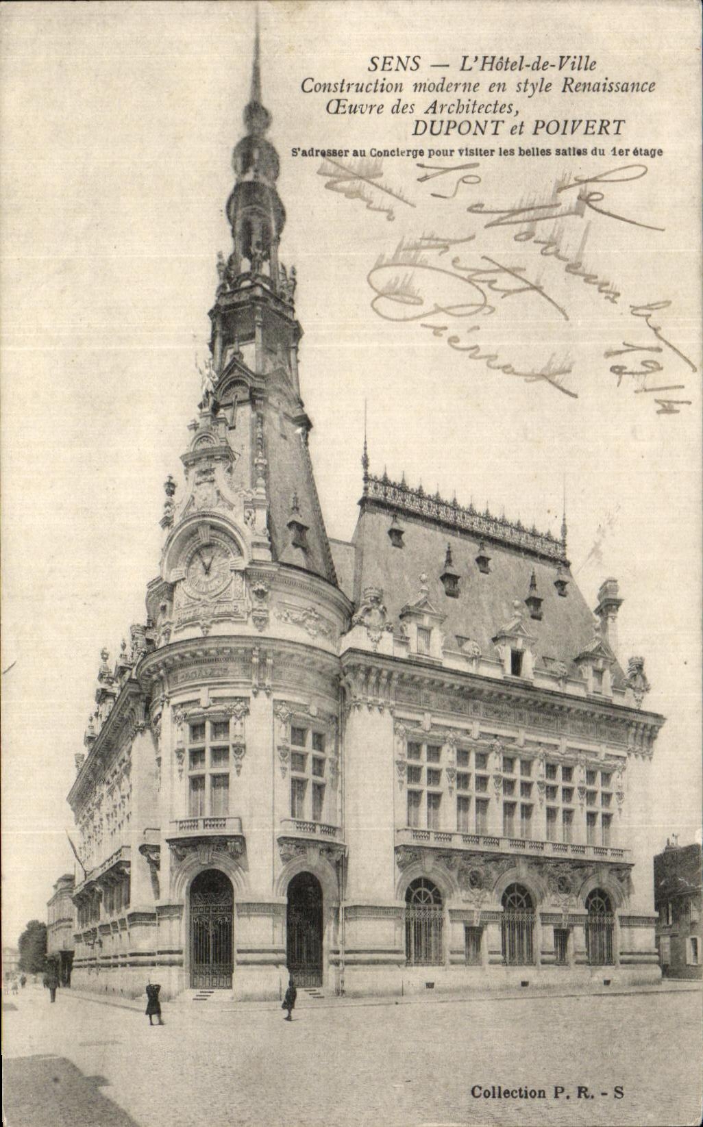 SENS — L'Hôtel-de-Ville — Construction moderne en style Renaissance, œuvre des architectes DUPONT et POIVERT