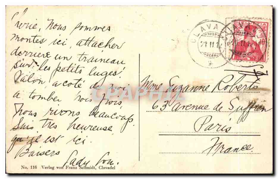 CPA Clavadel Verlag vou Franz Selmidt  — Rückseite