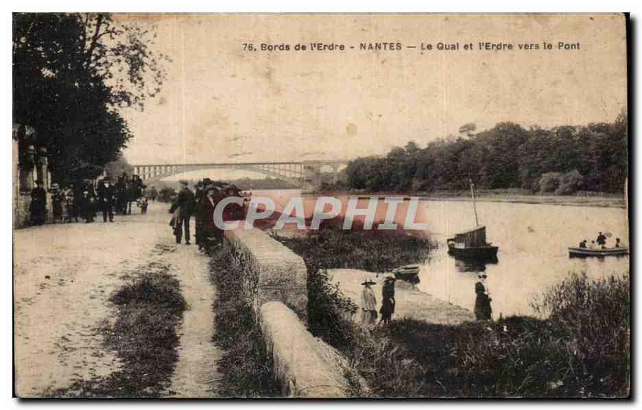 CPA Bords de l Erdre Nantes Le Qual et l Erdre vers le Pont