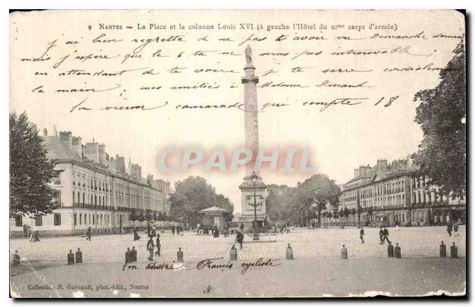 CPA Nantes La Place et la colonne Louis XVI