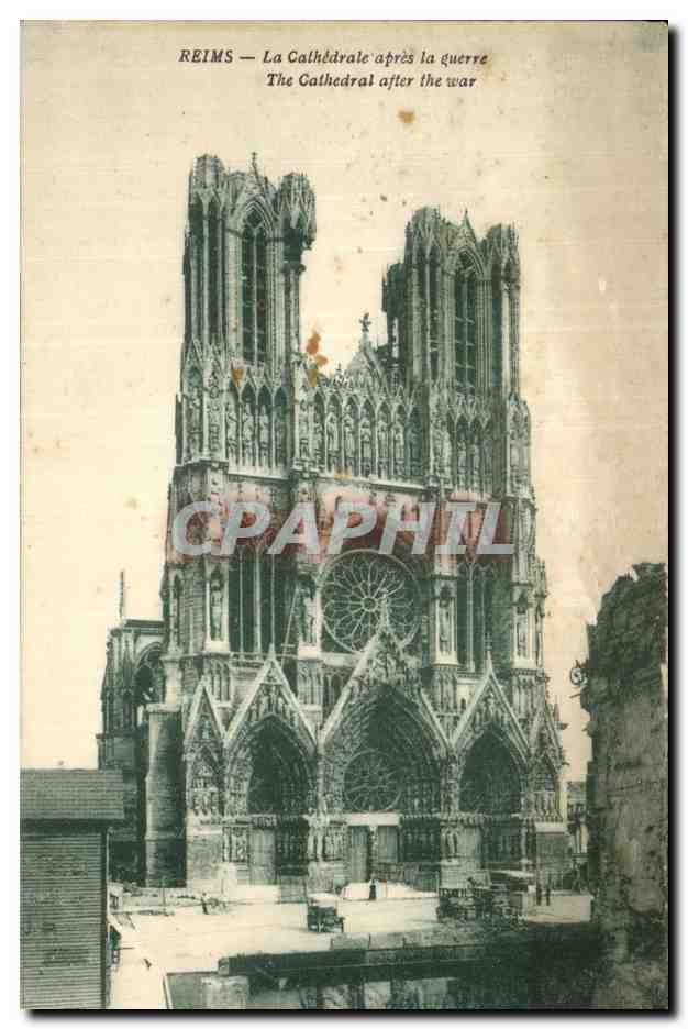 CPA Reims La Cathedrale apres la guerre The Cathedral after the war