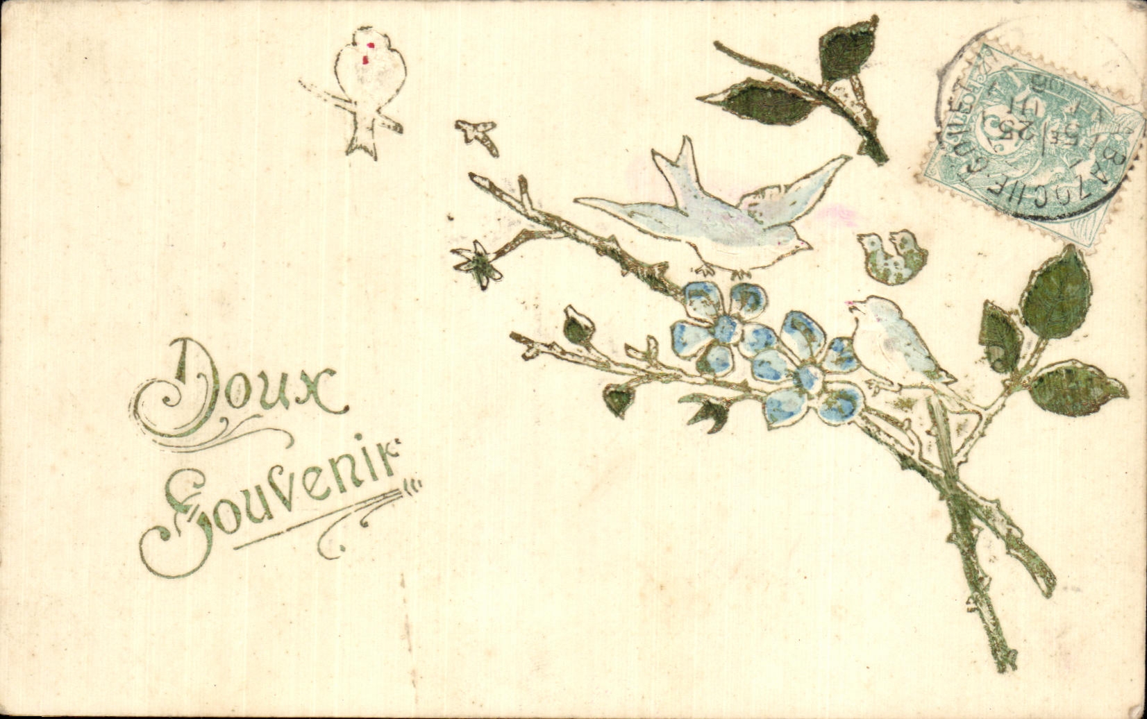 CPA Doux Souvenir Fantaisie Oiseau