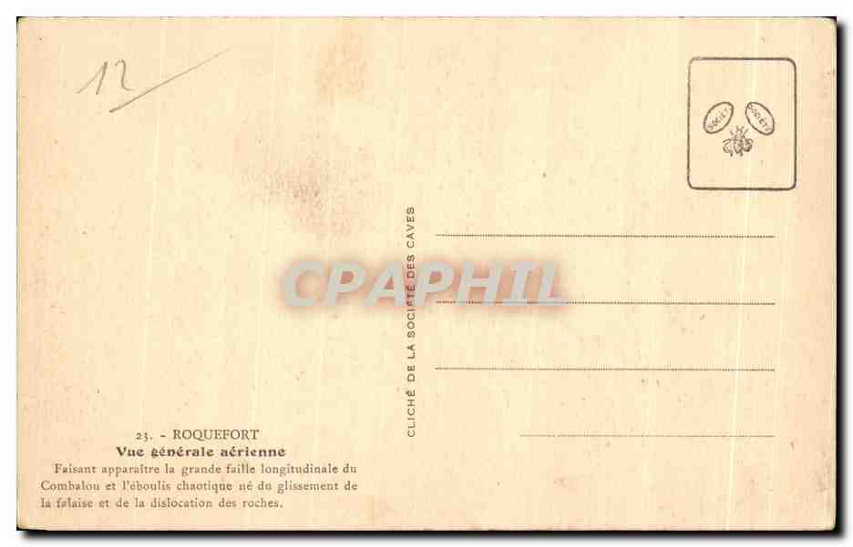 CPA Roquefort Vue generale aerienne Faisant apparaitre la grande faille longitudinale du — Rückseite