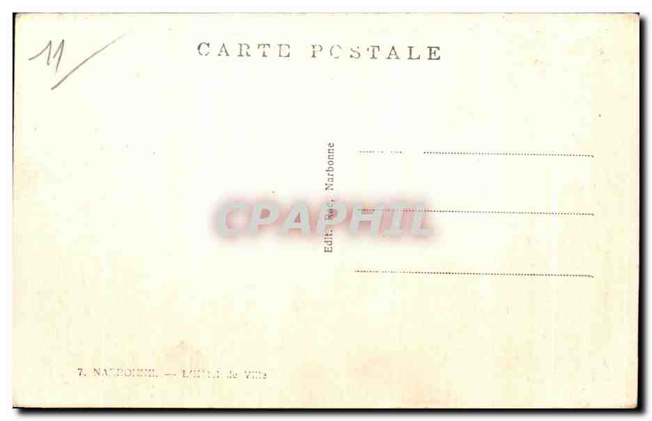 CPA Narbonne L Hotel de Ville — Verso