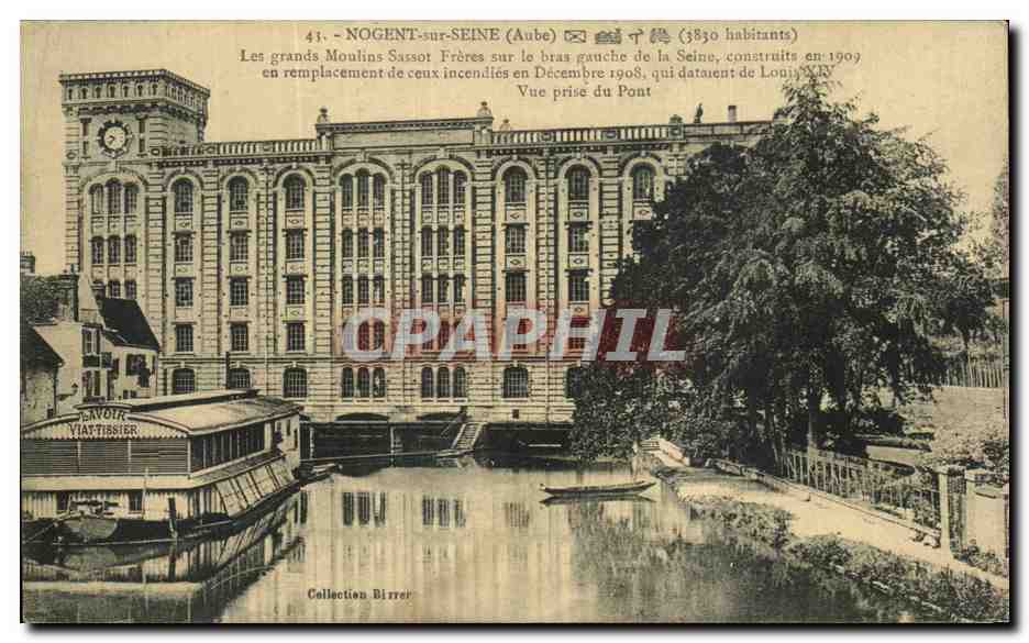 CPA Nogent sur Seine (Aude) Les grands Moulins Sassot Freres sur le bras Lavoir Patissier