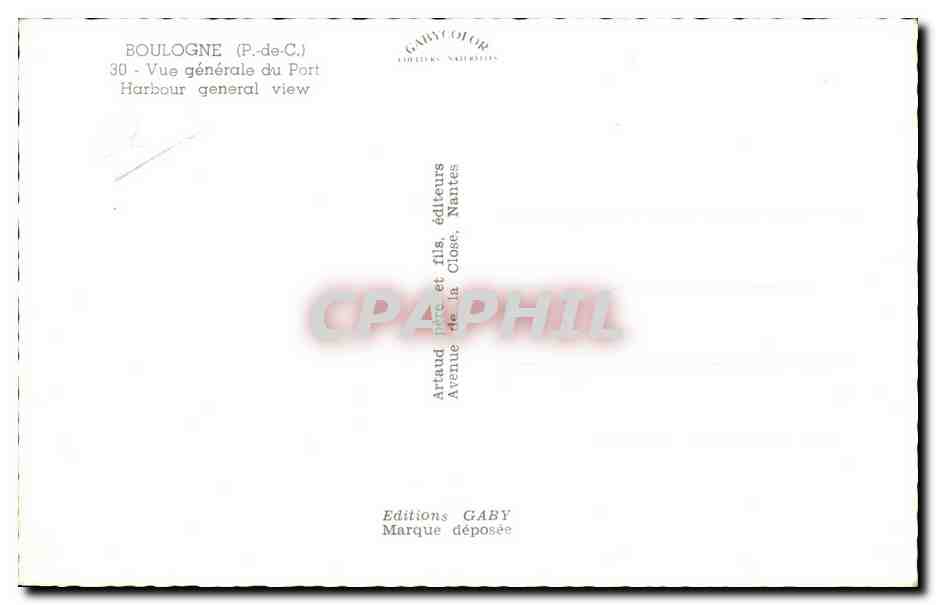 Boulogne-sur-Mer — Vista general del puerto — Ediciones Gaby, Nantes — Reverso