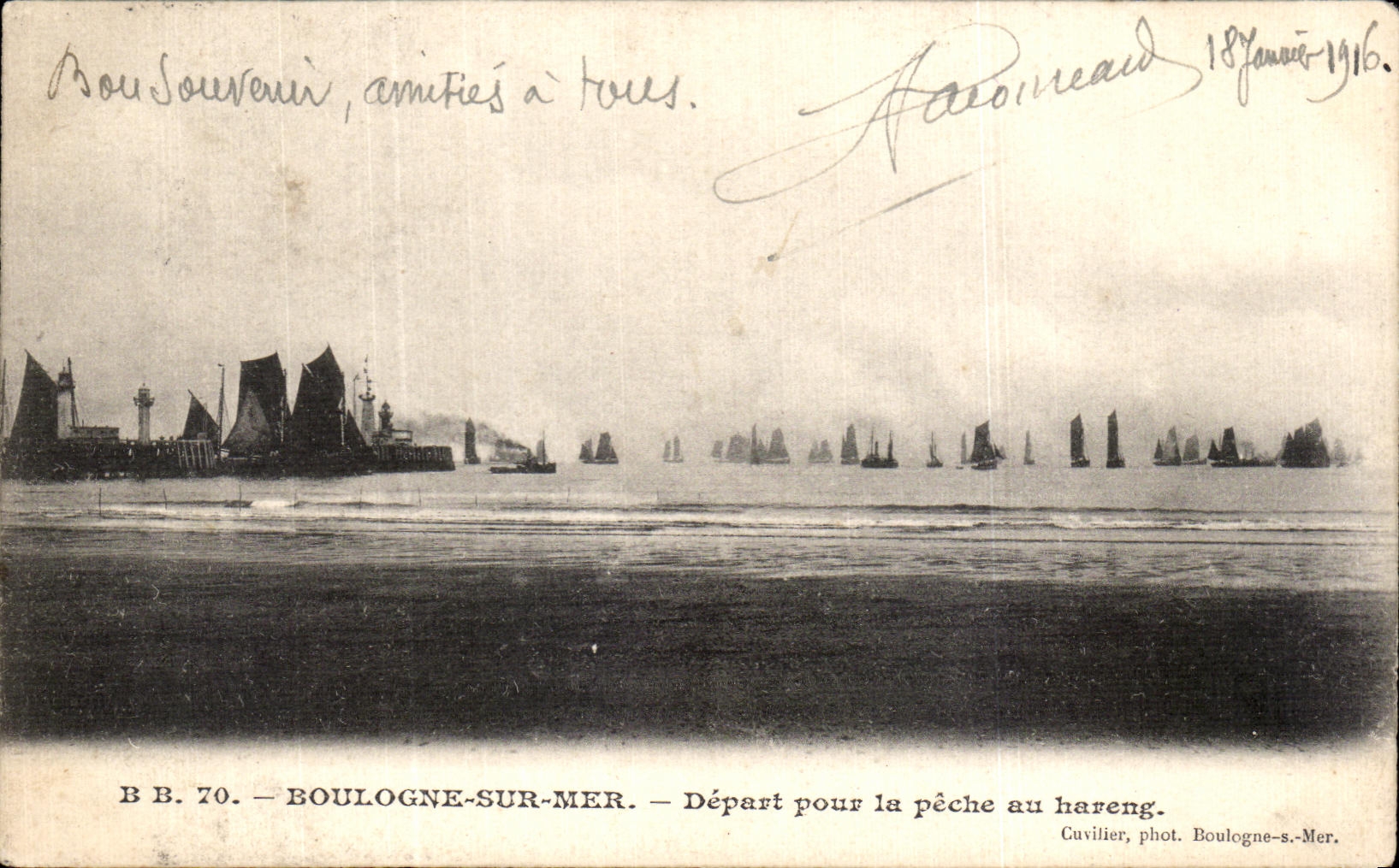 Boulogne-sur-Mer — Départ pour la pêche au hareng — Cuvilier, phot. Boulogne-s.-Mer.