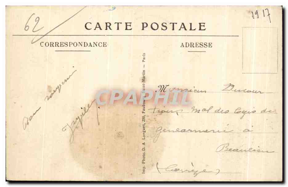 CPA Arras Hotel de ville et le beffroi apres le bombardement du 21 octobre 1914 — Rückseite