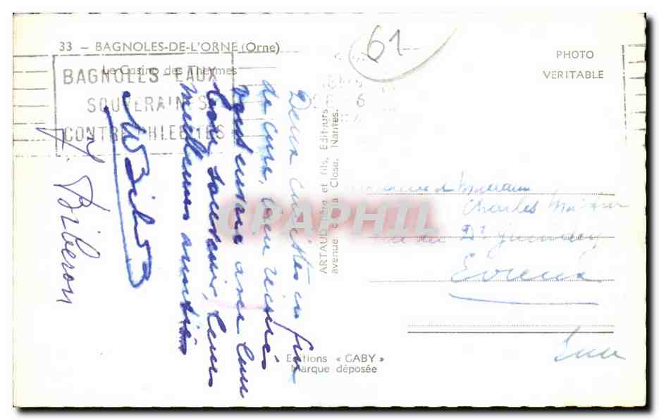 Bagnols-sur-Cèze — El Casino de las Termas — Ediciones Caby — Reverso