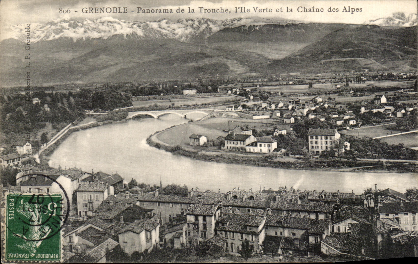 Grenoble - Panorama de la Tronche, l'Île Verte et la Chaîne des Alpes — J.P. Grenoble, n° 806