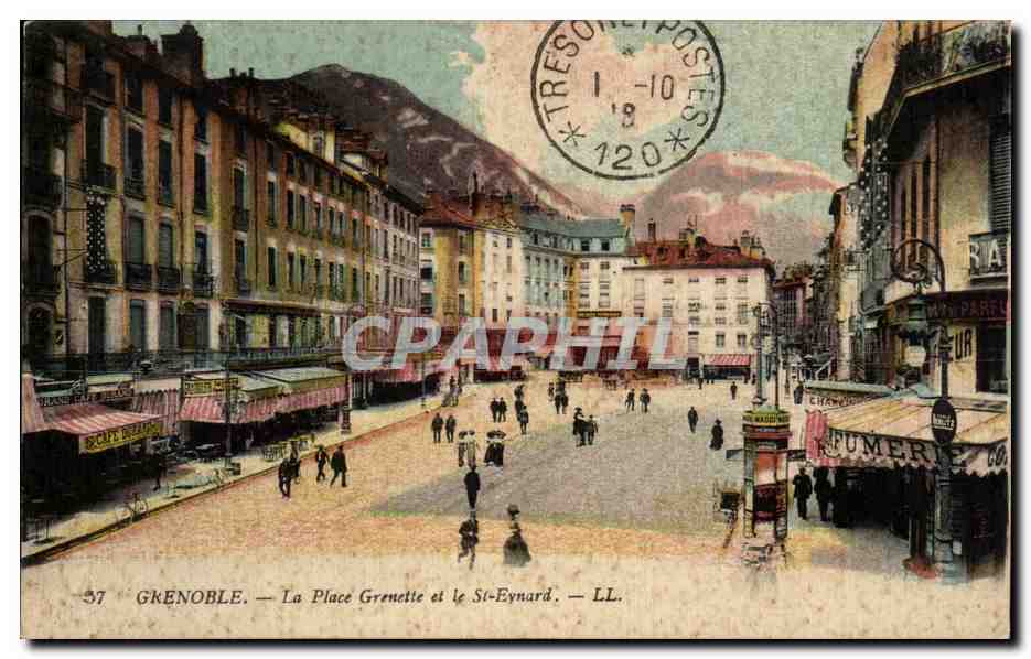 CPA Grenoble La Place Grenette et le St Eynard