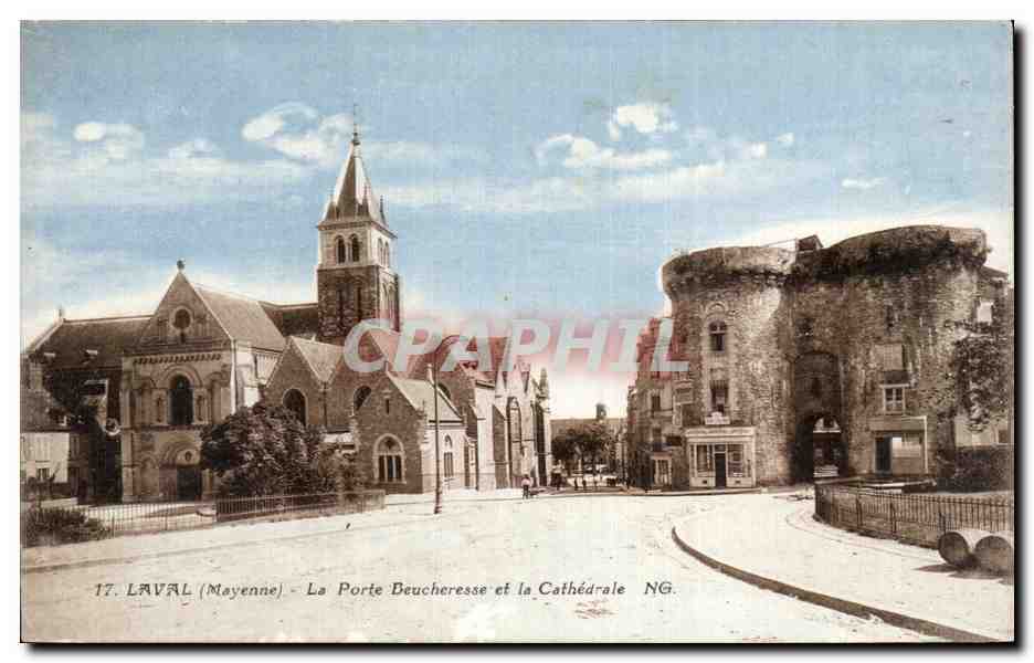 Laval (Mayenne) - The Beucheresse Gate and the Cathedral - NG.