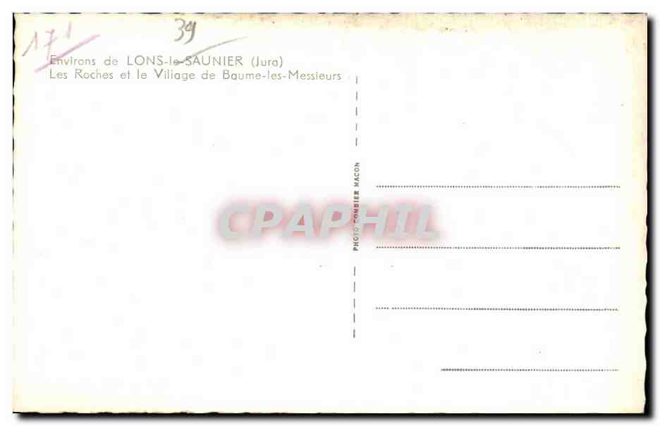 Les Roches et le Village de Baume-les-Messieurs — Environs de LONS-le-SAUNIER (Jura) — Photo TOMBIER MACON — Achterkant
