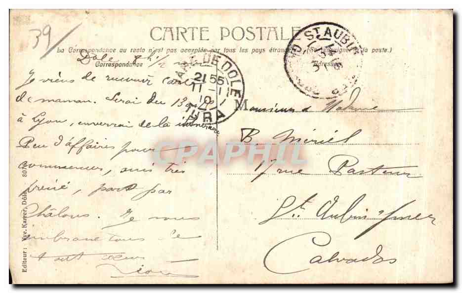 CPA Dole Vue prise du clocher — Verso