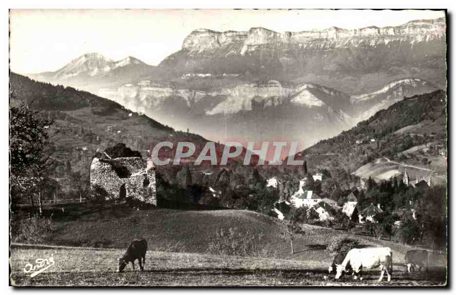 Les Belles Alpes Françaises — Vue générale de Theys (Isère), au fond le Plateau des Petites Roches — Edition d'Art André, Grenoble