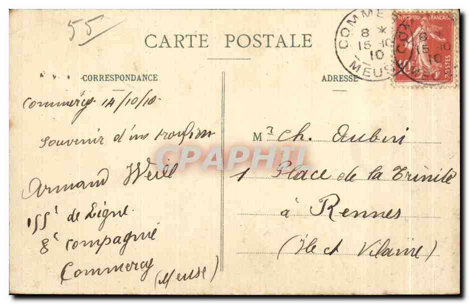 CPA Commercy Caserne d Infanterie Militaria — Rückseite
