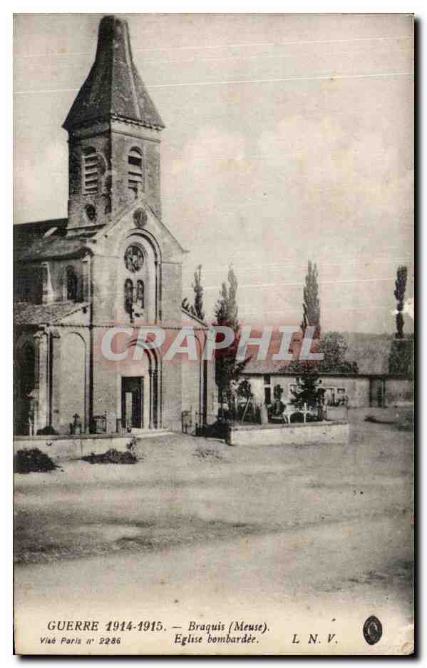CPA Guerre Braquis (Meuse) Eglise bombardee Militaria