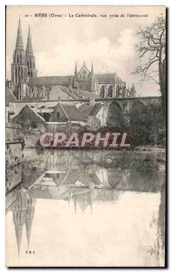 CPA Sees (Orne) La Cathedrale vue prise de I abreuvoir