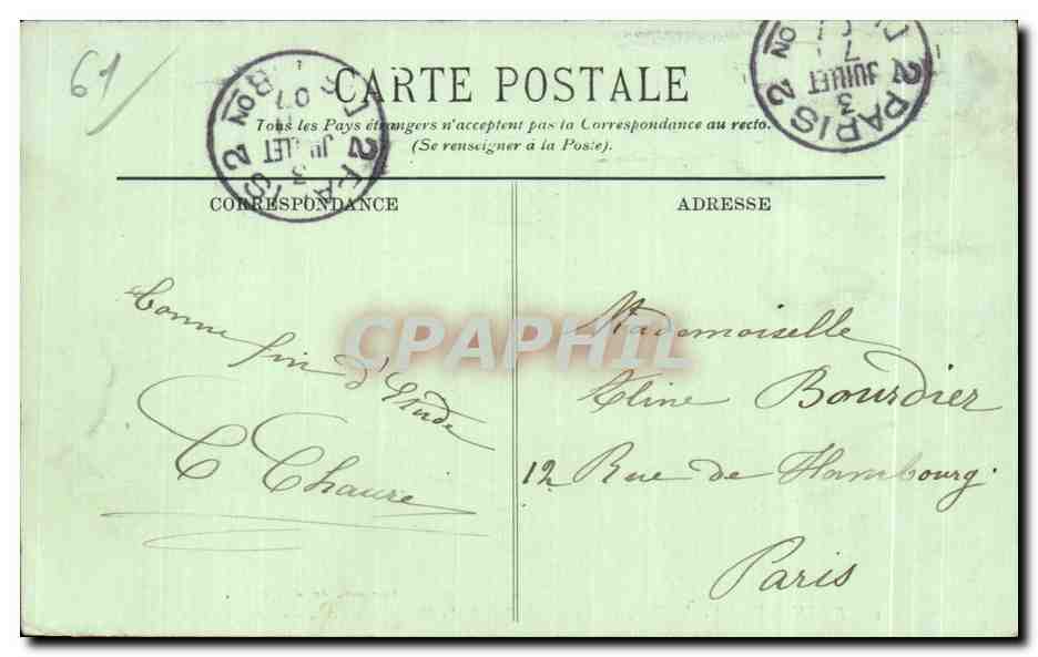 CPA Bagnoles De L Orne Entree de I Allee du Dante et un coin du Lac — Rückseite