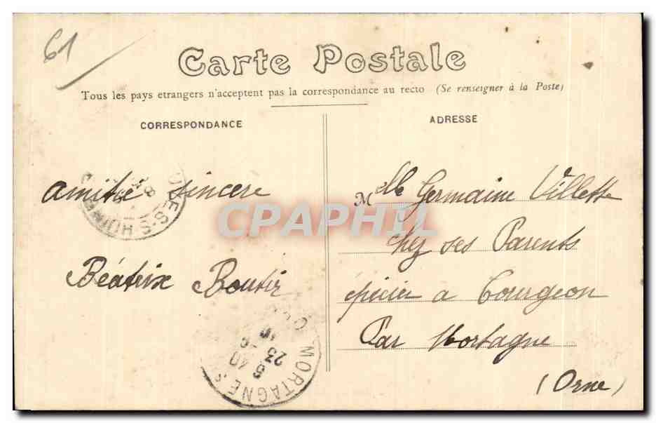 CPA Belleme (Orne) Source de la Herse (Foret de Belleme) — Rückseite