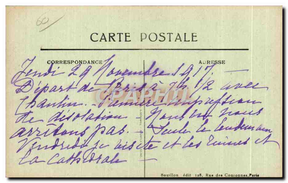 Senlis — Septembre 1914. La Licorne, Rue Bellon et Rue Rougemaille — Verso