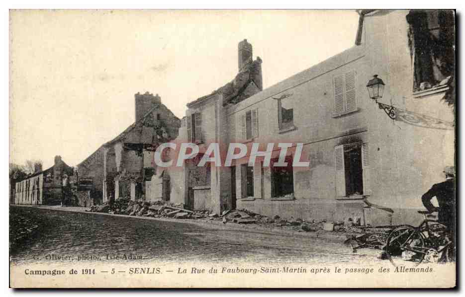Senlis — Rue du Faubourg-Saint-Martin après passage des Allemands — St. Olivier, photo, Tite-Adam — n°5