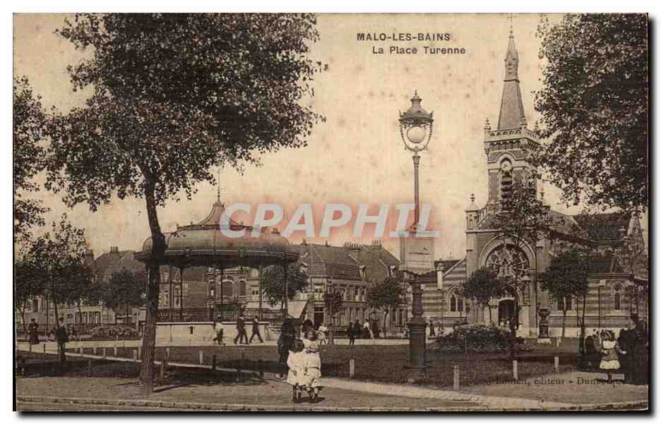 Malo-les-Bains — La Place Turenne — éditeur H. Baudouin, Dijon