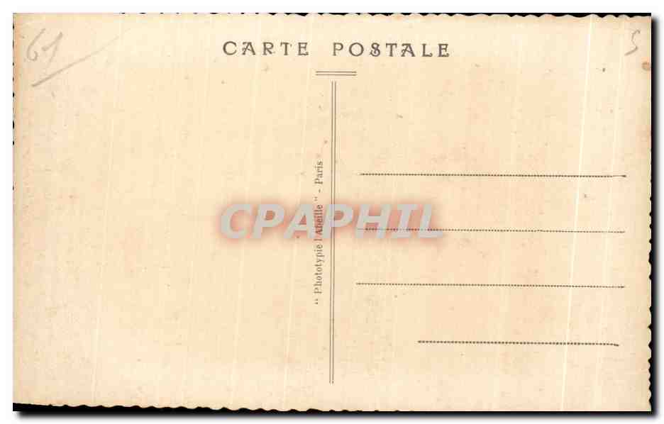 CPA Domfront La Porte Caden et la Plais de Justice — Rückseite
