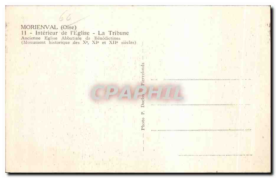Moriénval (Oise) — Intérieur de l'Église Abbatiale — La Tribune — Photo P. Duclos Pierrefonds — Verso