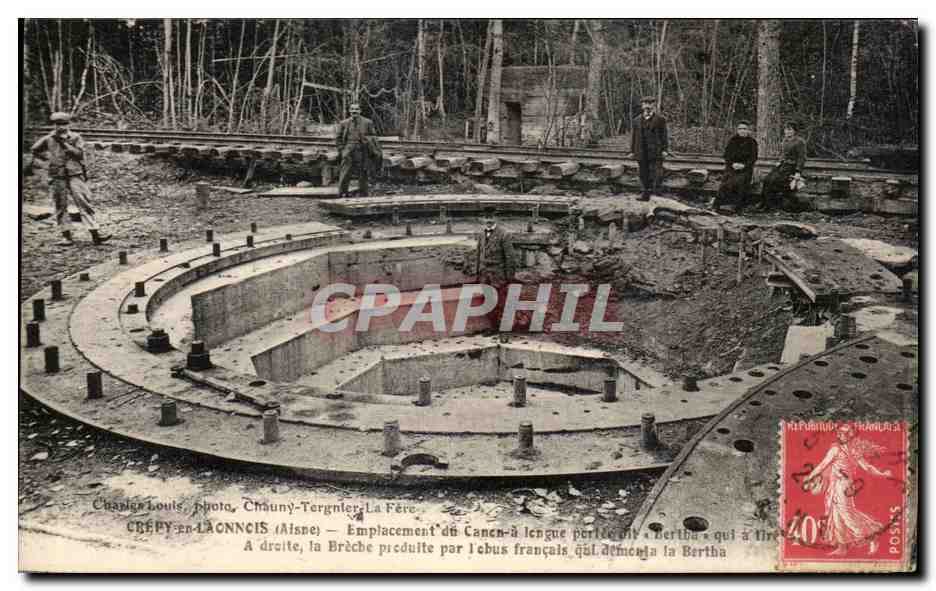 CPA Crepy en Laonnois Emplacement du canon a longue portee Bertha Militaria 