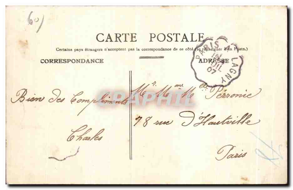 CPA Beauvais Place de I Hotel de Ville — Rückseite