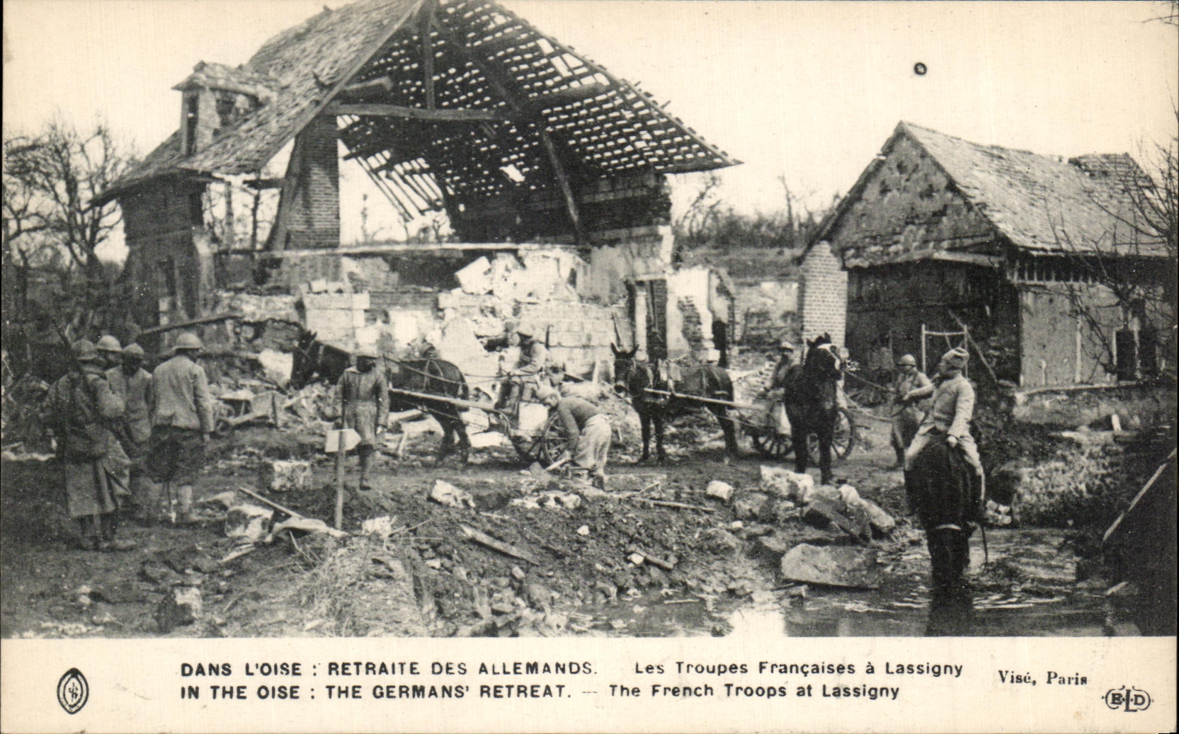 CPA Dans L Oise Retraite Des Allemands In The Oise The Germans Militaria